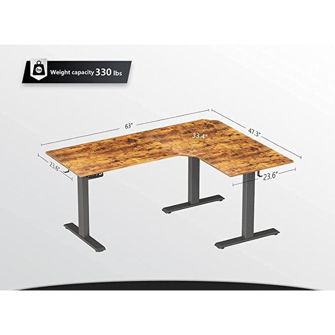 Electric Height Adjustable L Shaped Desk With File Cabinet