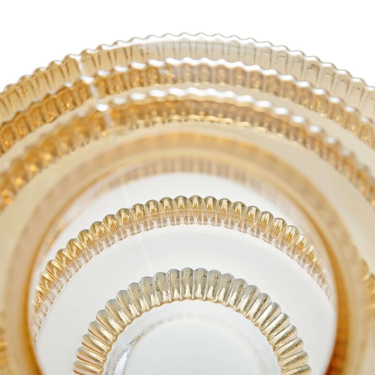 D9.1x9.8" Tiered Geometric Amber Luster Clear Vase