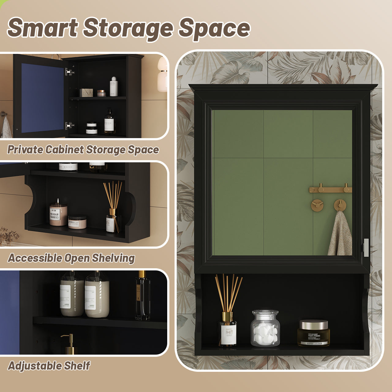 20'' Wall Mounted Bathroom Storage Cabinet with Mirror