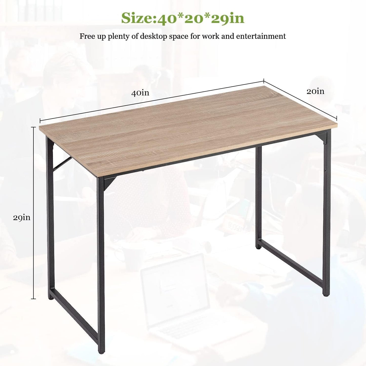 39 Inch Computer Desk With Adjustable Feet For Home Office