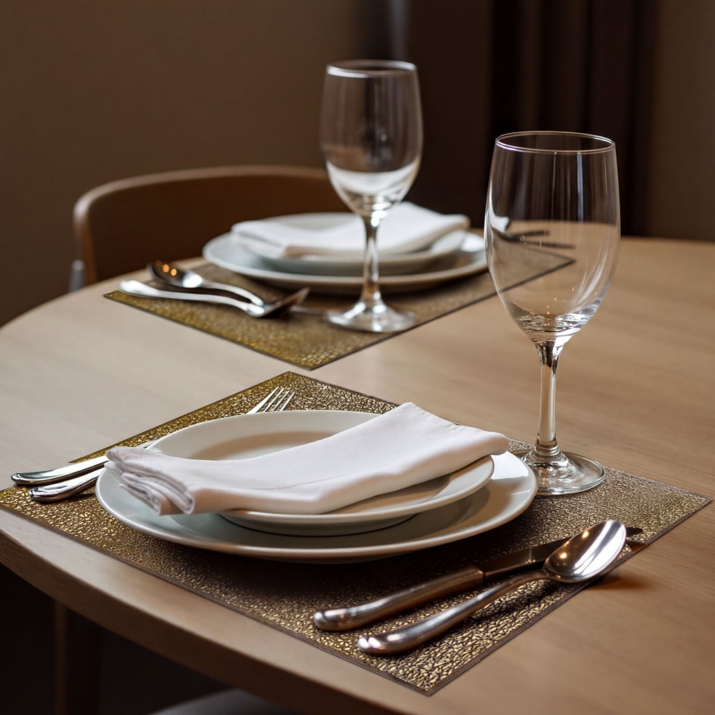 PVC Placemats - Set of 6 Gold Non Slip Table Decor Mats for Dining