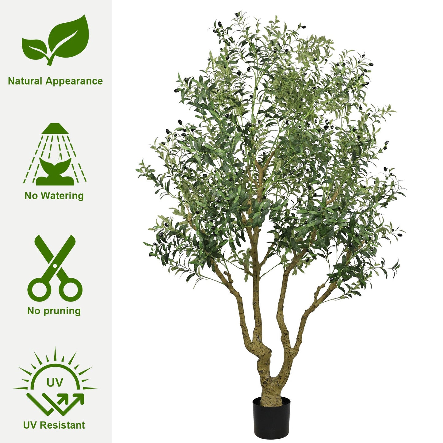 8FT Tall Artificial Olive Tree - Large Faux Potted Tree