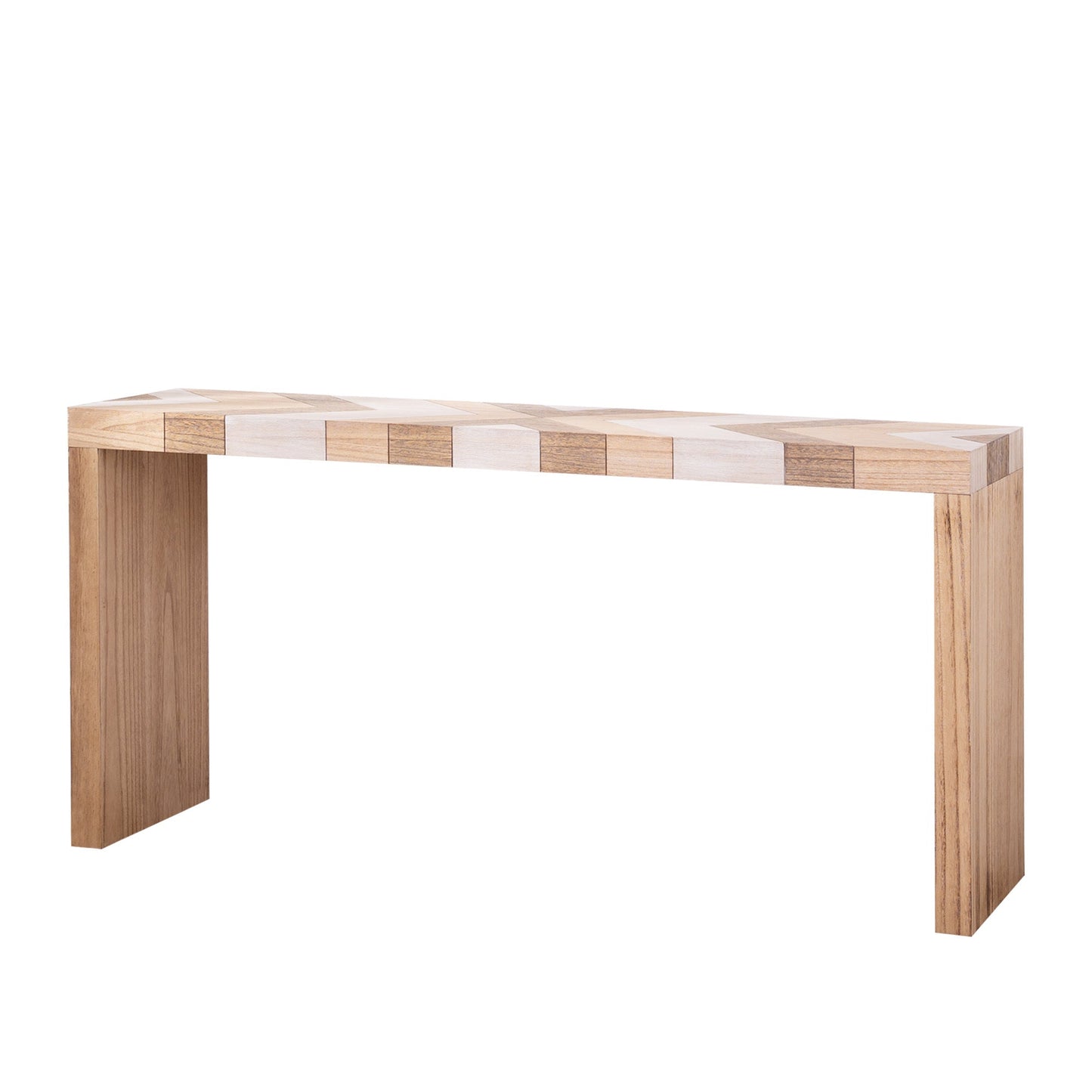 Modern Console Table, 62' Long Entryway Table with Chevron Patterned Top