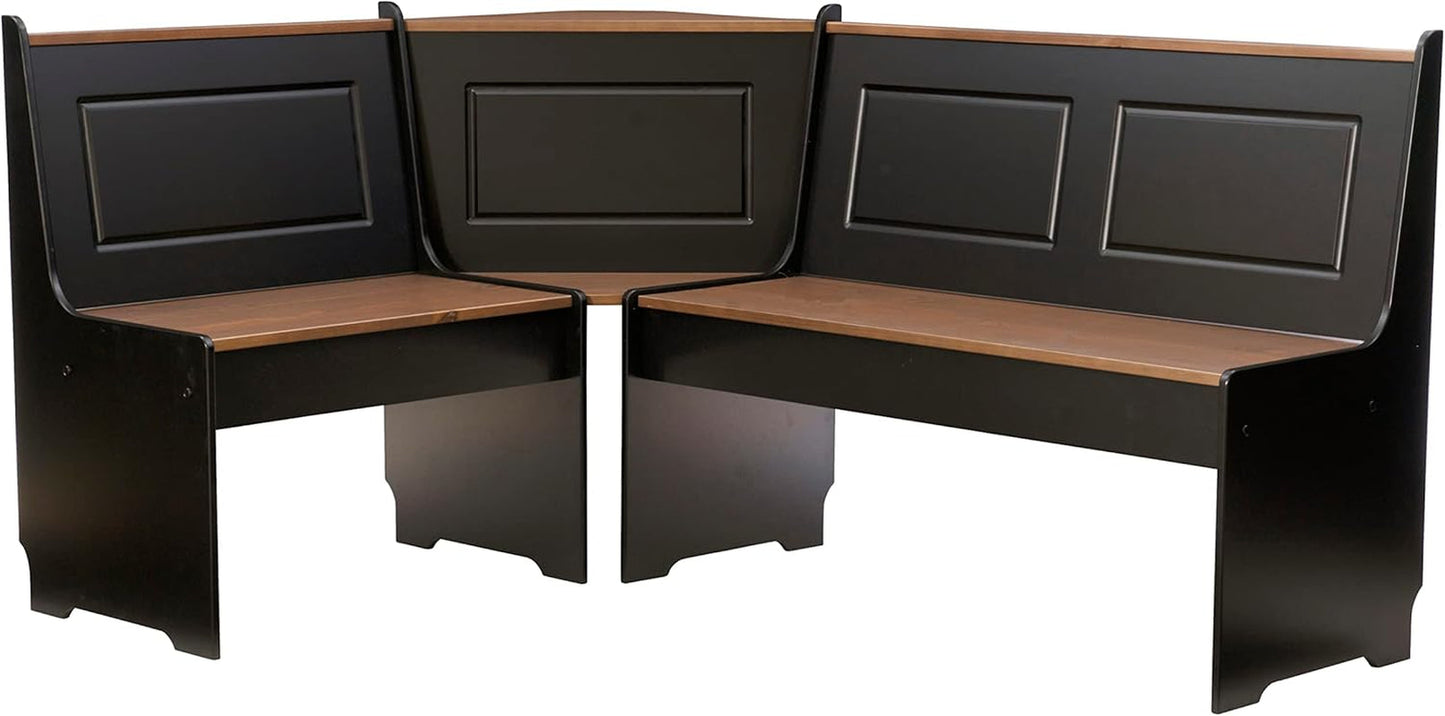 Black Pecan Five Seat Dining Set With Storage Benches