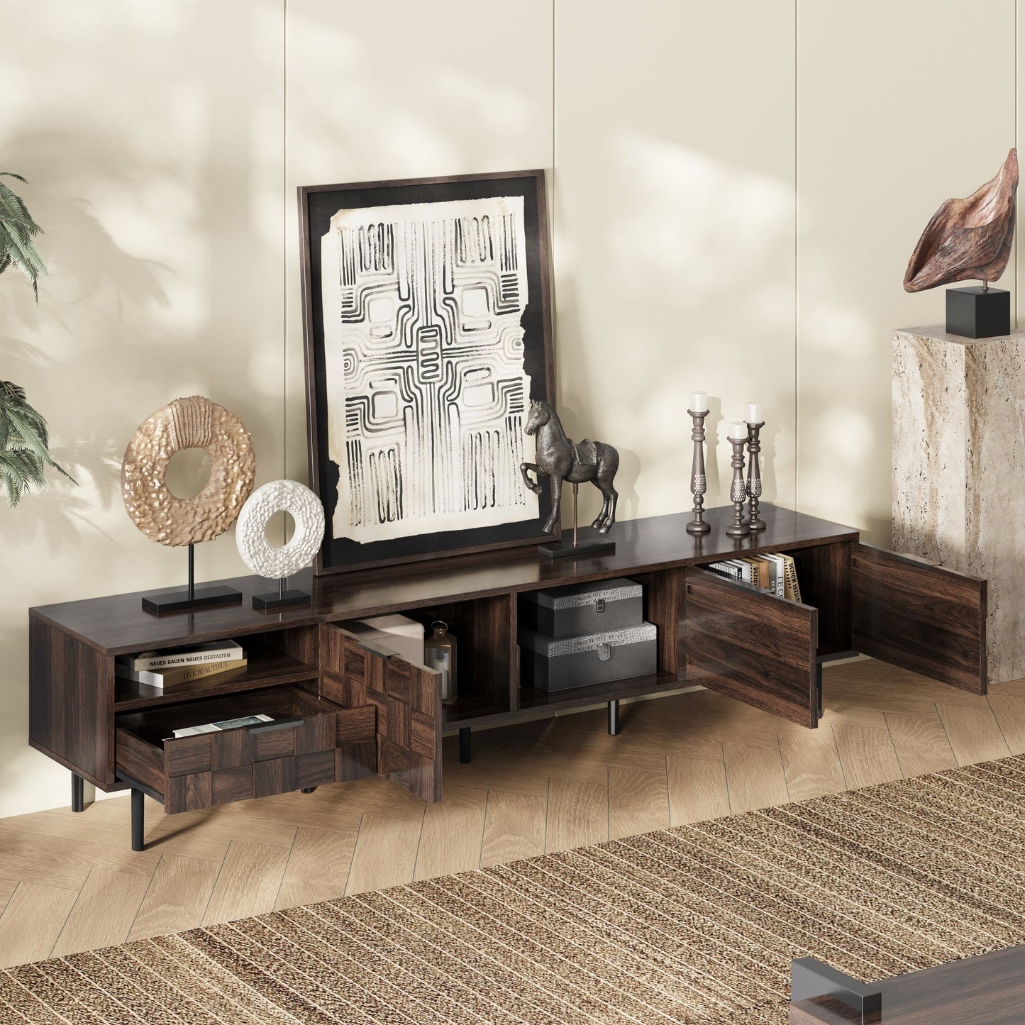 78" Mid Century Modern TV Stand for 65+ Inch TVs