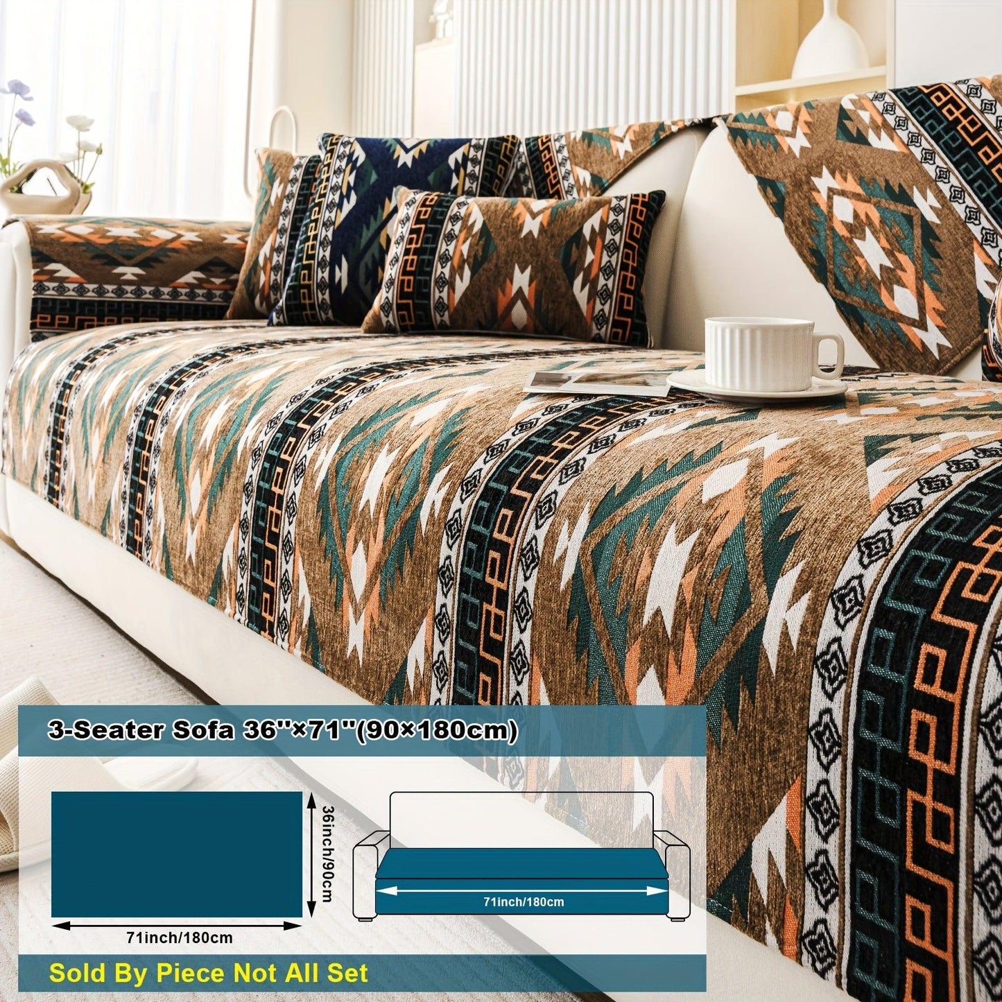 Boho Couch Cover - Chic Snow Chenille Sofa Slipcover