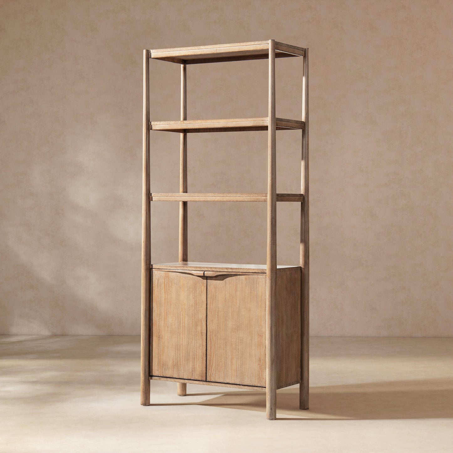 Nolan 86" Reclaimed Wood Bookcase with Lower Cabinet