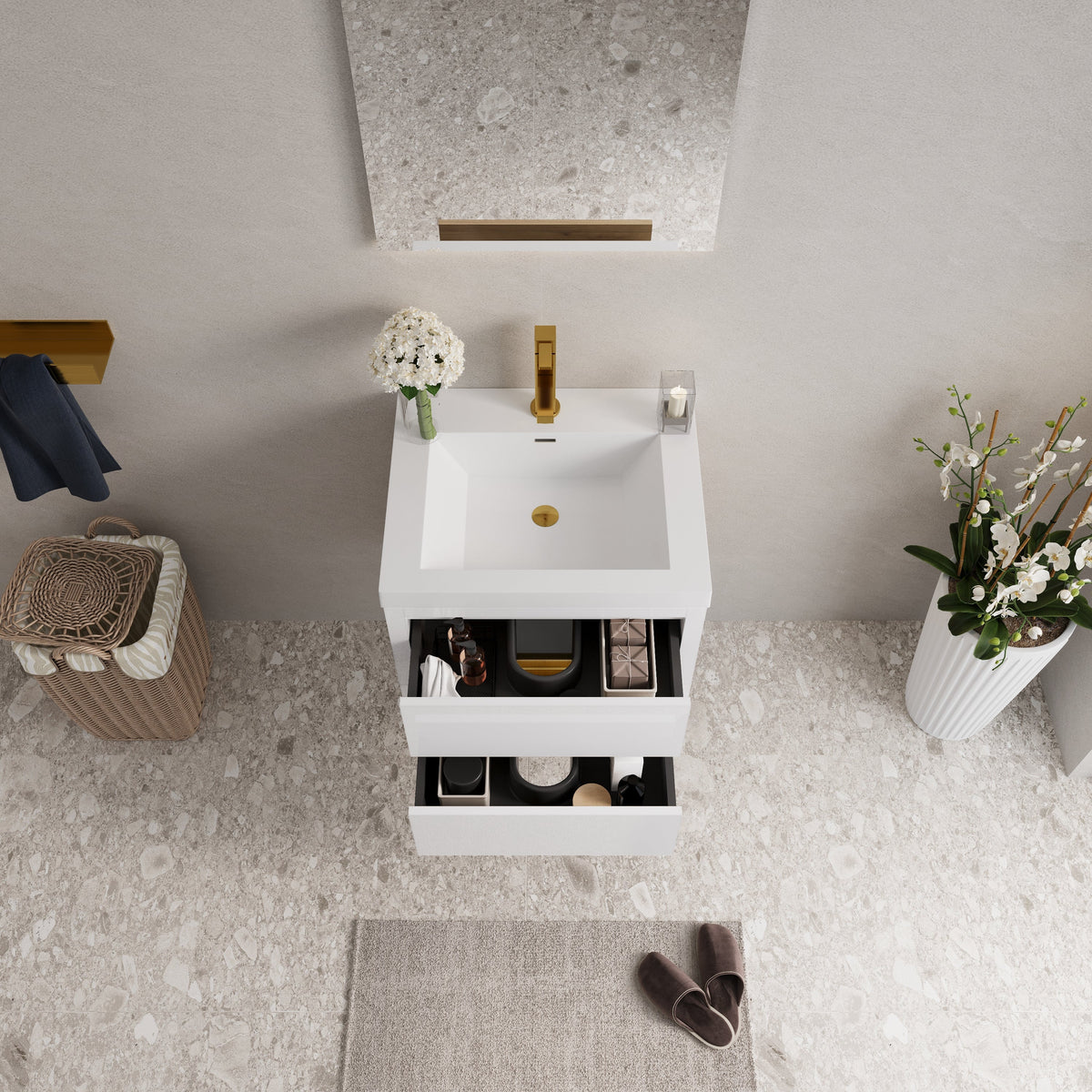 24" Wall-Mounted Bathroom Vanity with Sink