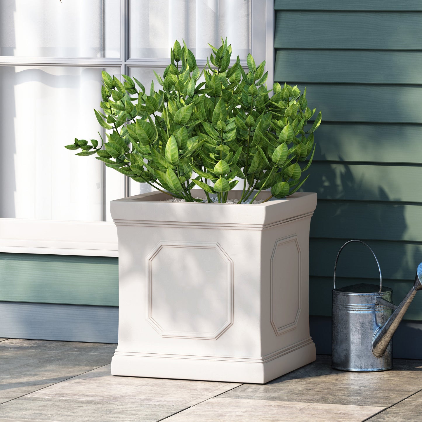 17.75 x 18.50 Antique White MGO Planter