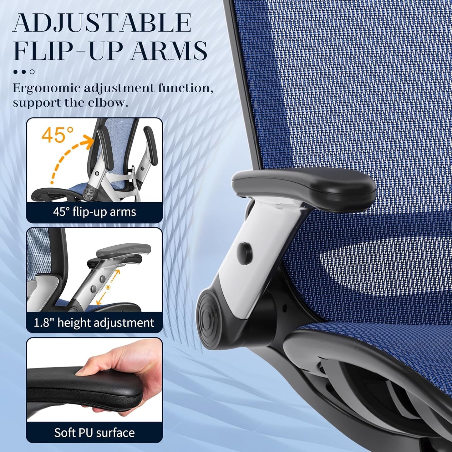 Blue Ergonomic Mesh Office Chair With Lumbar Support