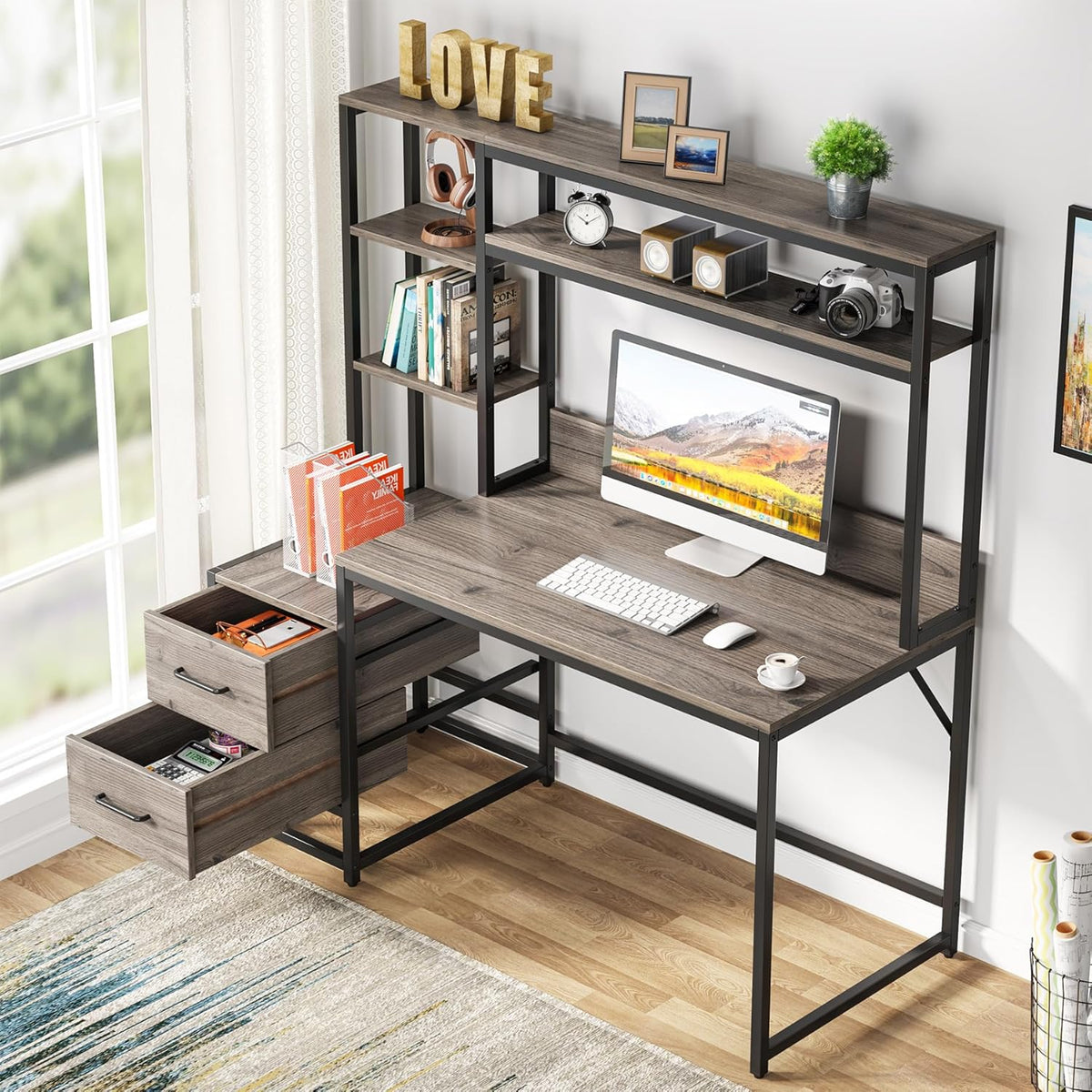 55 Inches Multifunctional Computer Desk