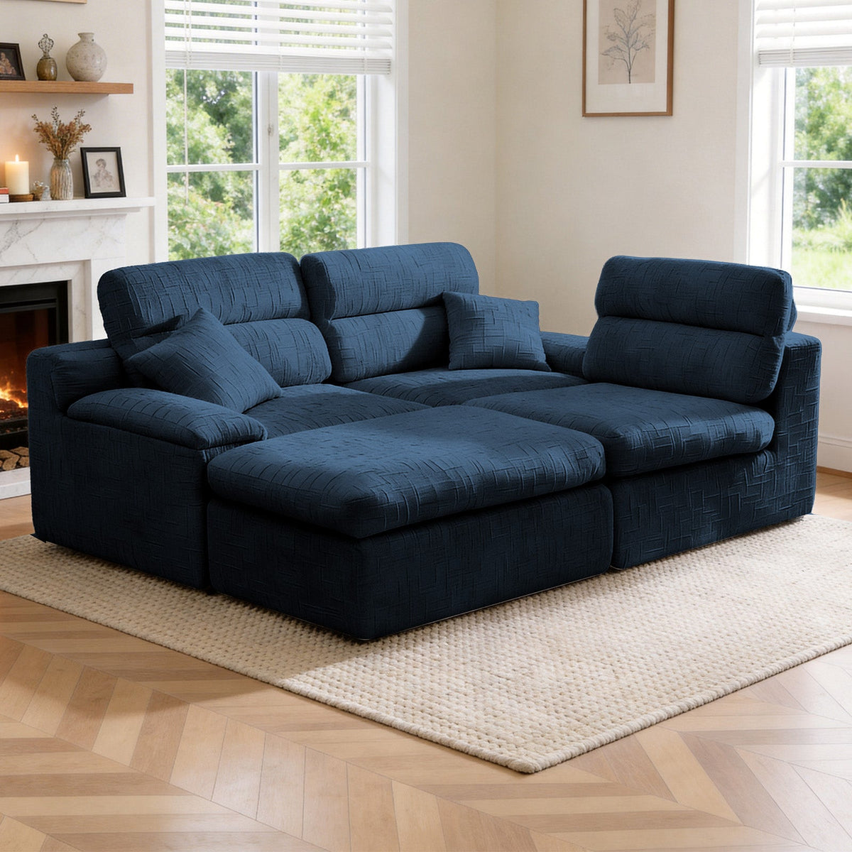 Corner Chaise Sofa with High Backrest