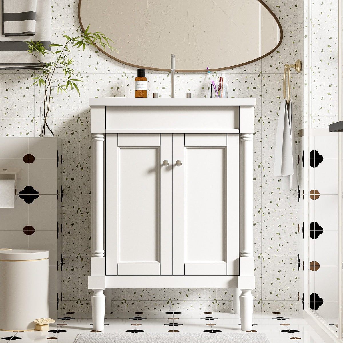 24" Bathroom Vanity with Top Sink and Storage