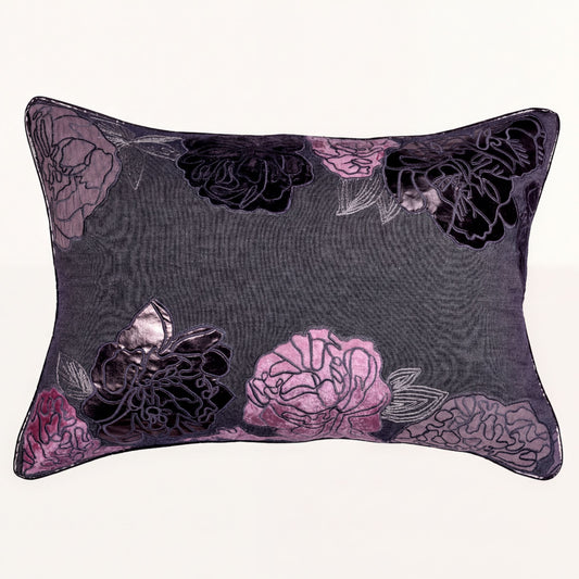 Gray Throw Pillow Covers - Set of 2 or 4 Embroidered Cushion Covers 14 x 20 Inches