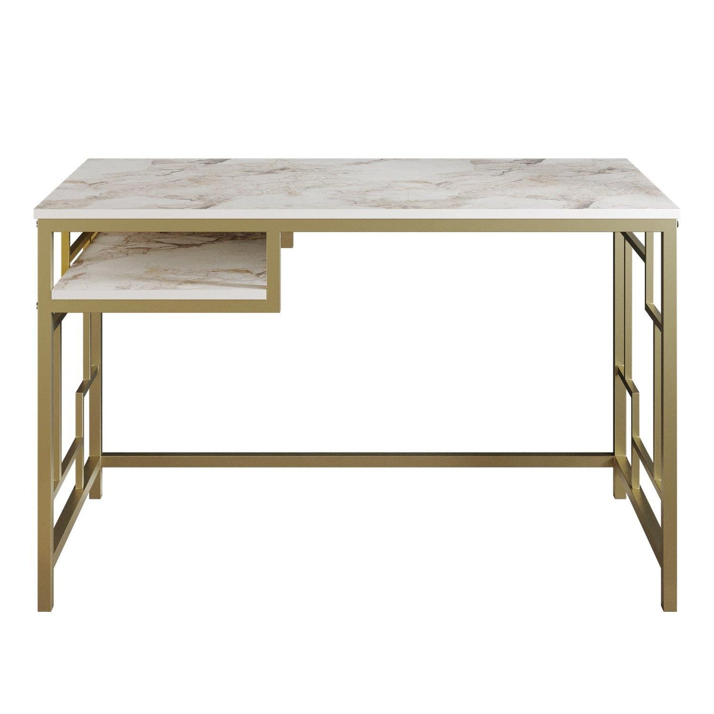 Victory 47'' Wide Metal Engineered Wood Computer Desk with Shelf