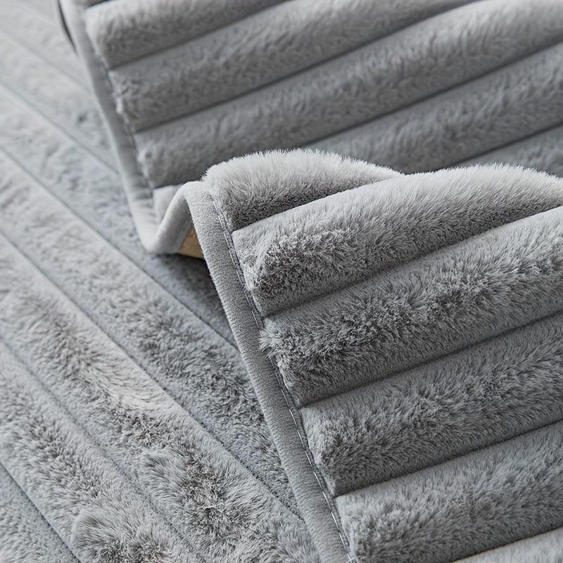 Luxurious Rabbit Fur Sofa Slipcover | Non-Slip Light Grey for dog use