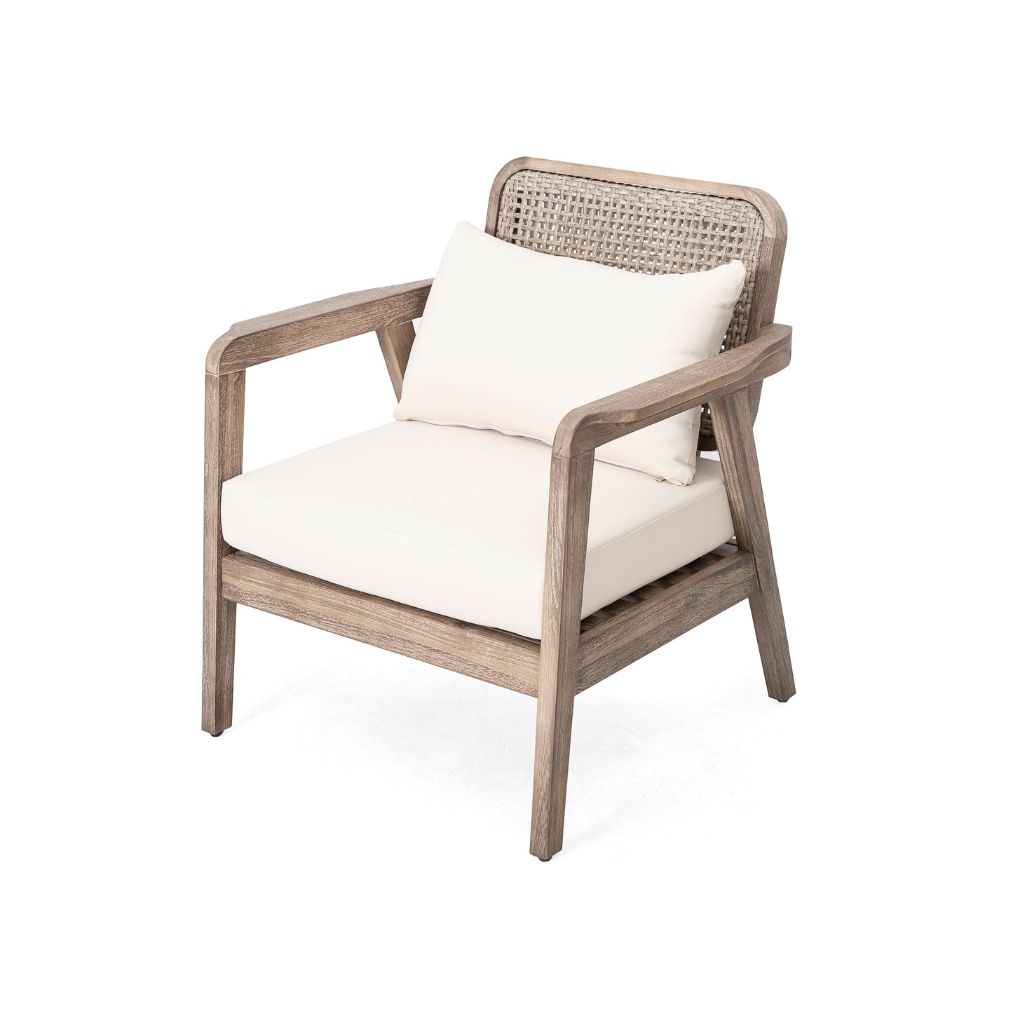 Set of 2 Outdoor Acacia Wood Patio Club Chairs