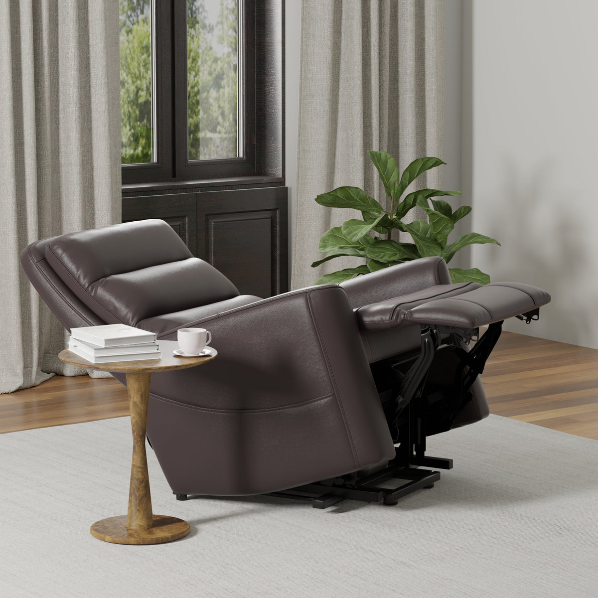 Faux Leather Power Lift Chair in Bentley