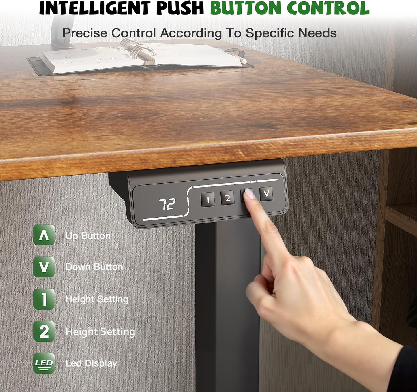 Electric Standing Desk With Monitor Stand 47x24 Brown