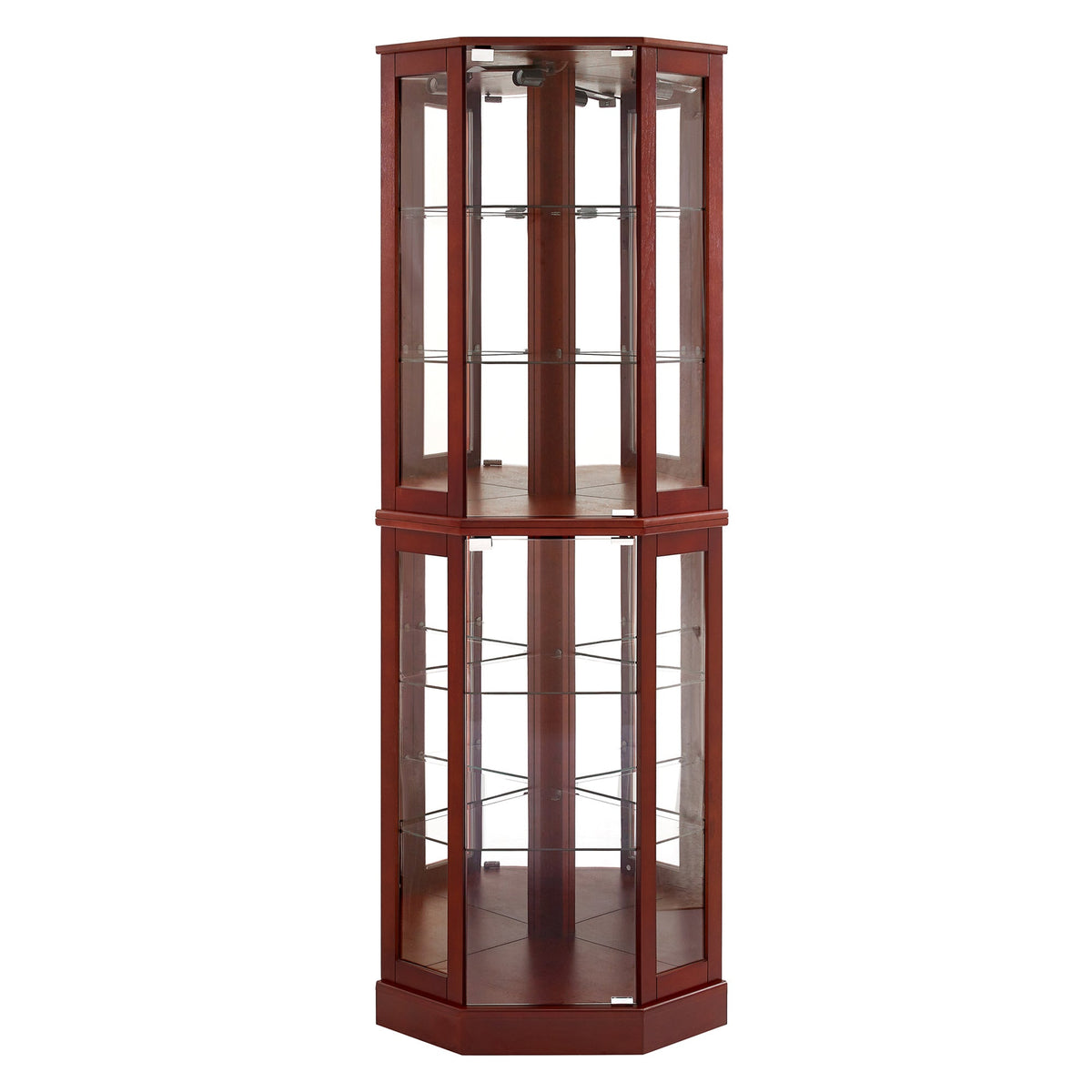 6 Shelf Corner Curio Display Cabinet with Lights and Mirrors