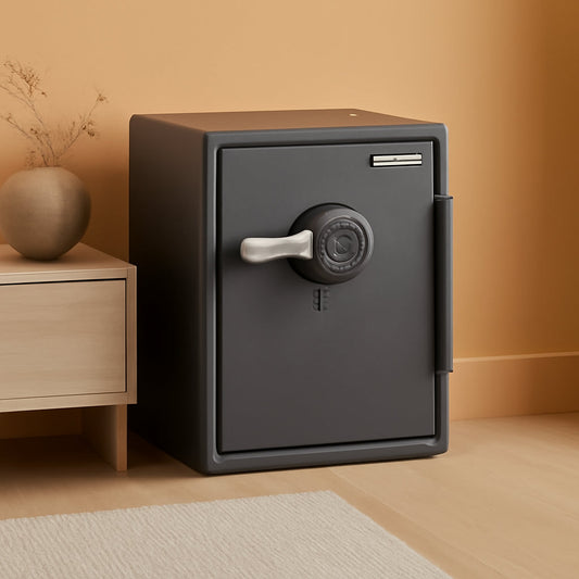 Gray Steel Safe With Digital Keypad Lock For Home Use