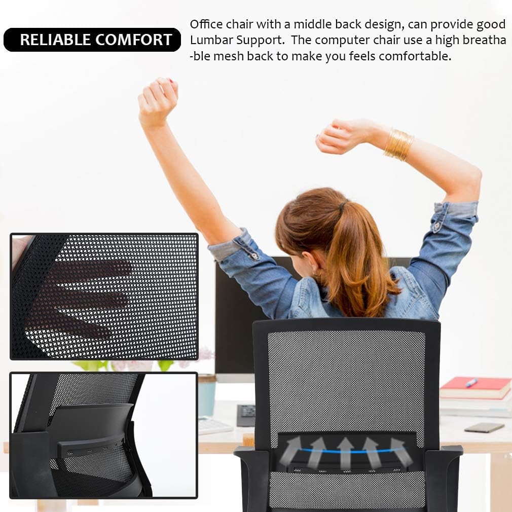 Ergonomic Mesh Office Chair With Lumbar Support Adjustable