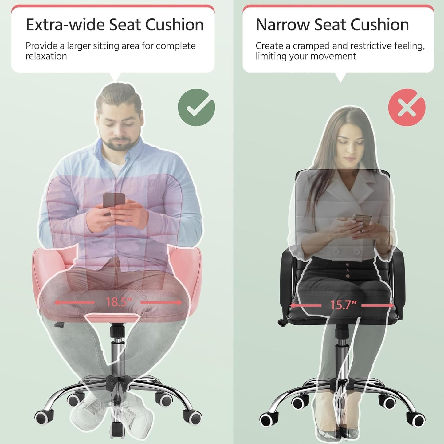 Pink Ergonomic Office Chair With Adjustable Height