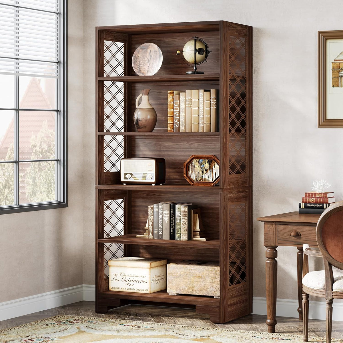 70.8" 6-Tier Vintage Bookcase