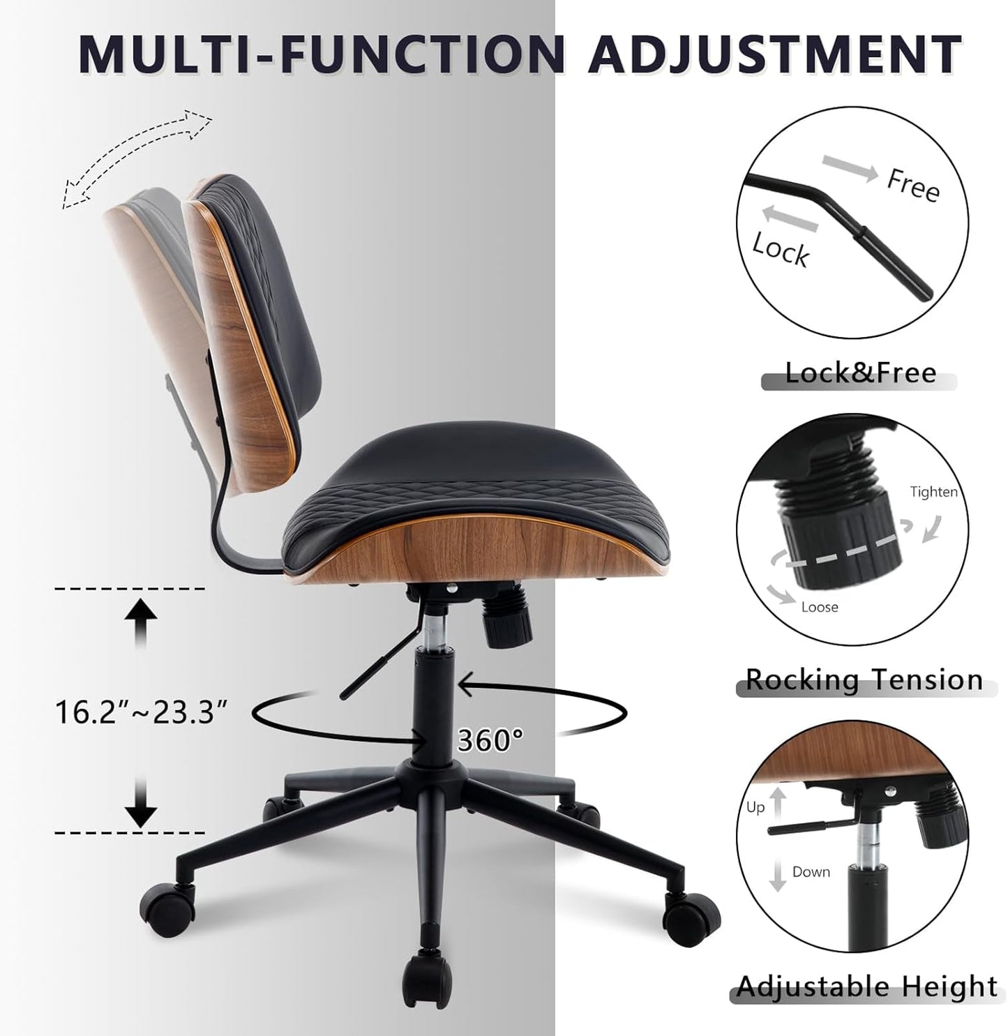 Office Chair Black 360 Swivel Ergonomic Desk Chair