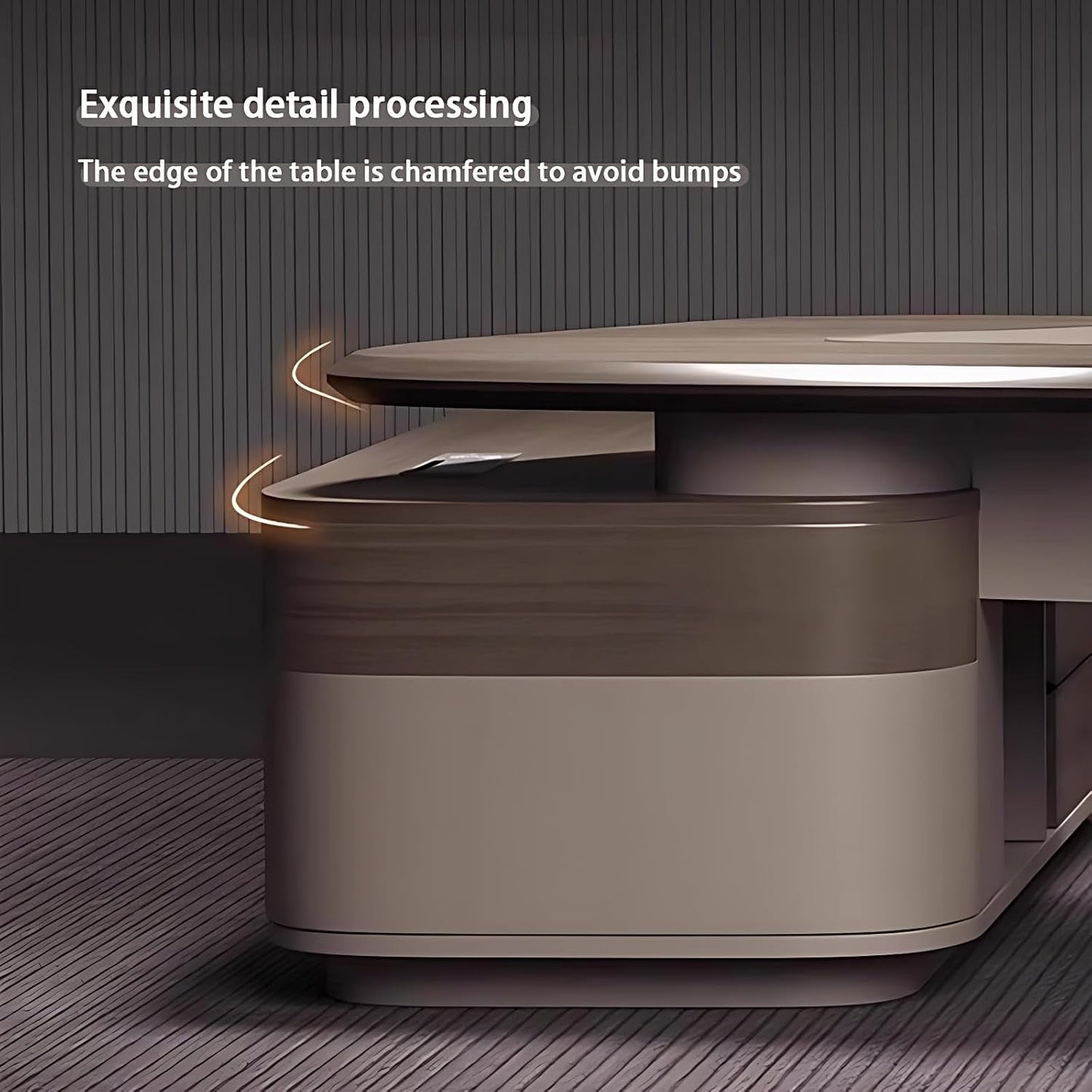 L Shaped Solid Wood Desk With Hidden Cable Hole 141.7 In