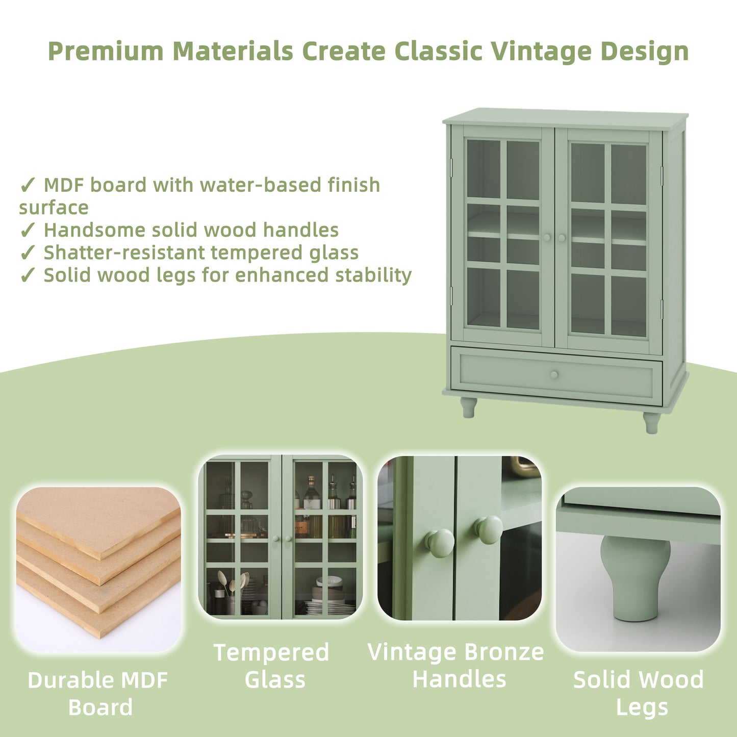 Minimalism Buffet Cabinet with Double Glass Doors
