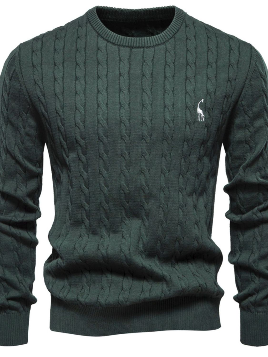 Cable-Knit Round Neck Long Sleeve Sweater