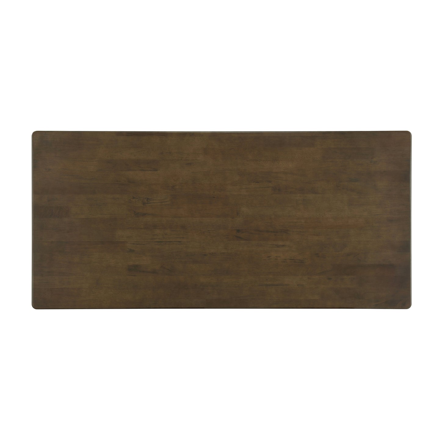 Walnut-Colored Rubber Wood Dining Table with Rattan Accents