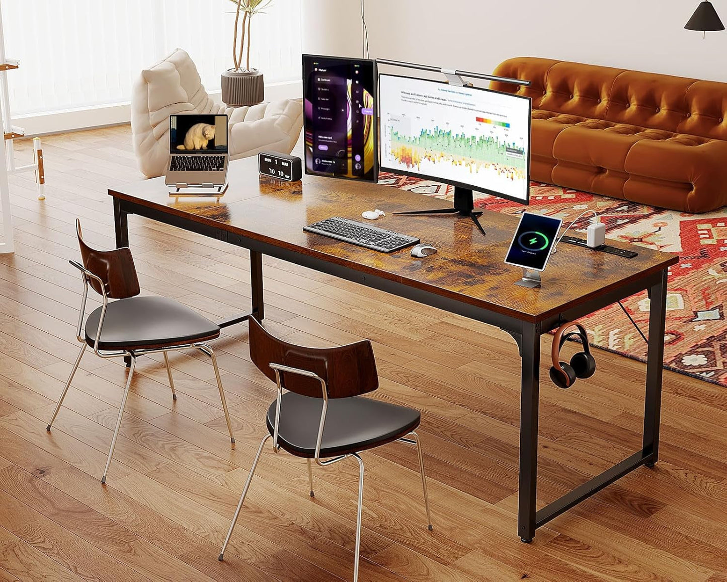 71 Inch Computer Desk With USB Ports For Office And Study