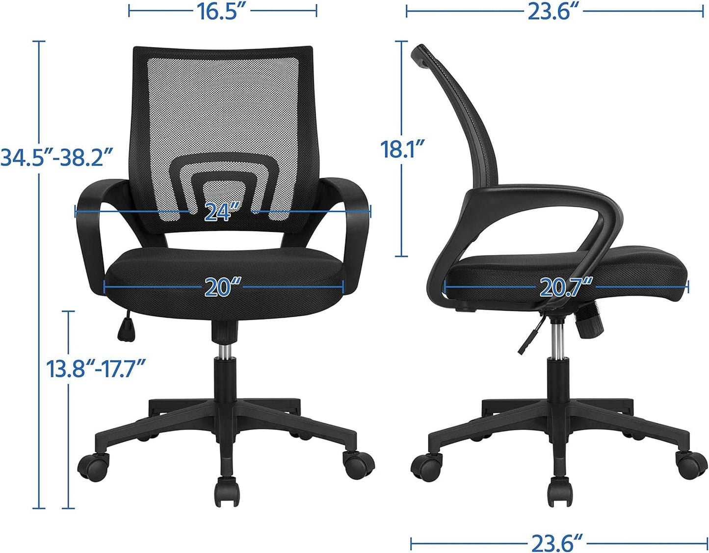 White 44 Inch Desk And Black Mesh Chair Set With Adjustable
