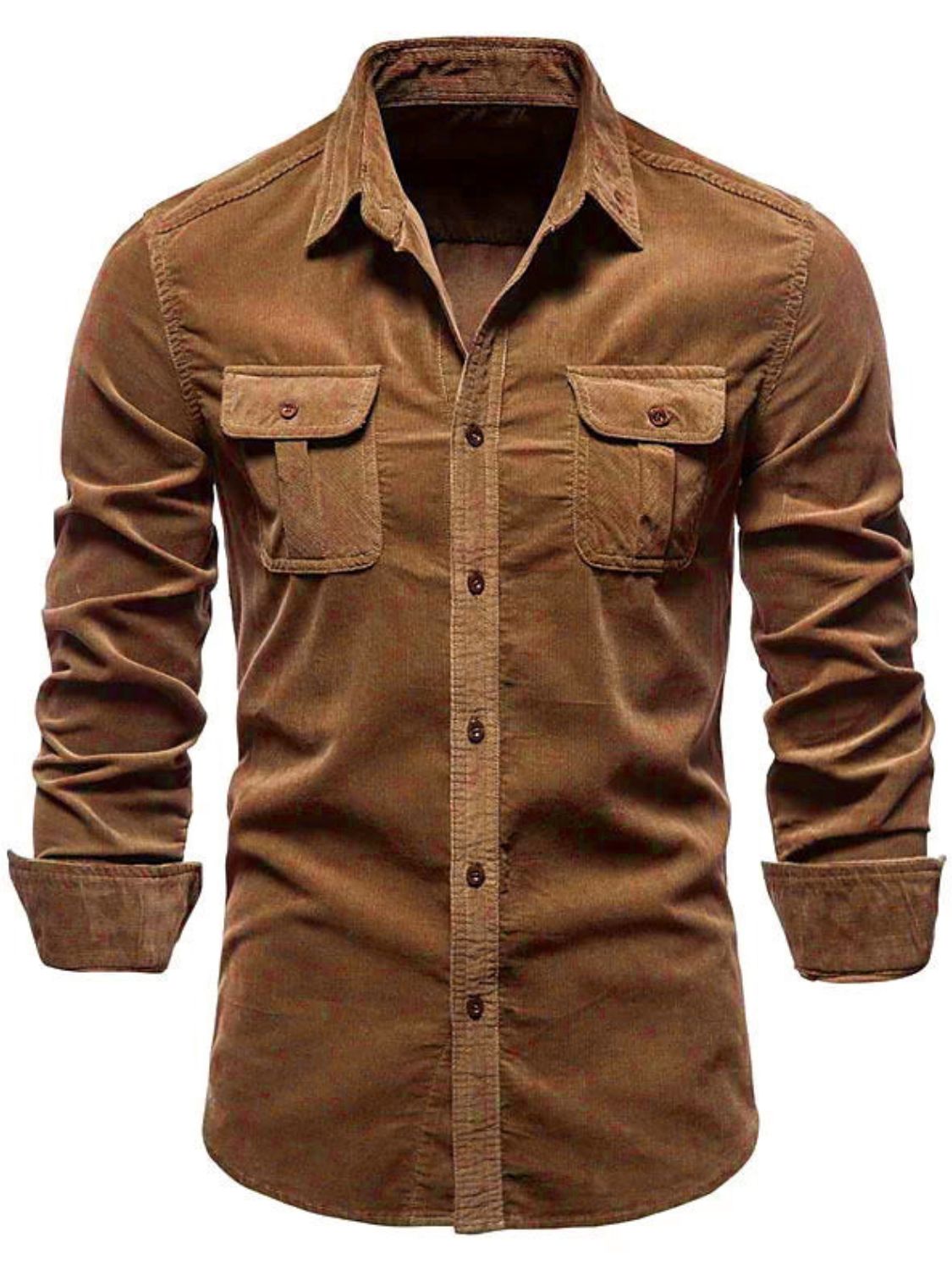 Collared Neck Button Down Shirt with Chest Pockets Plus Size