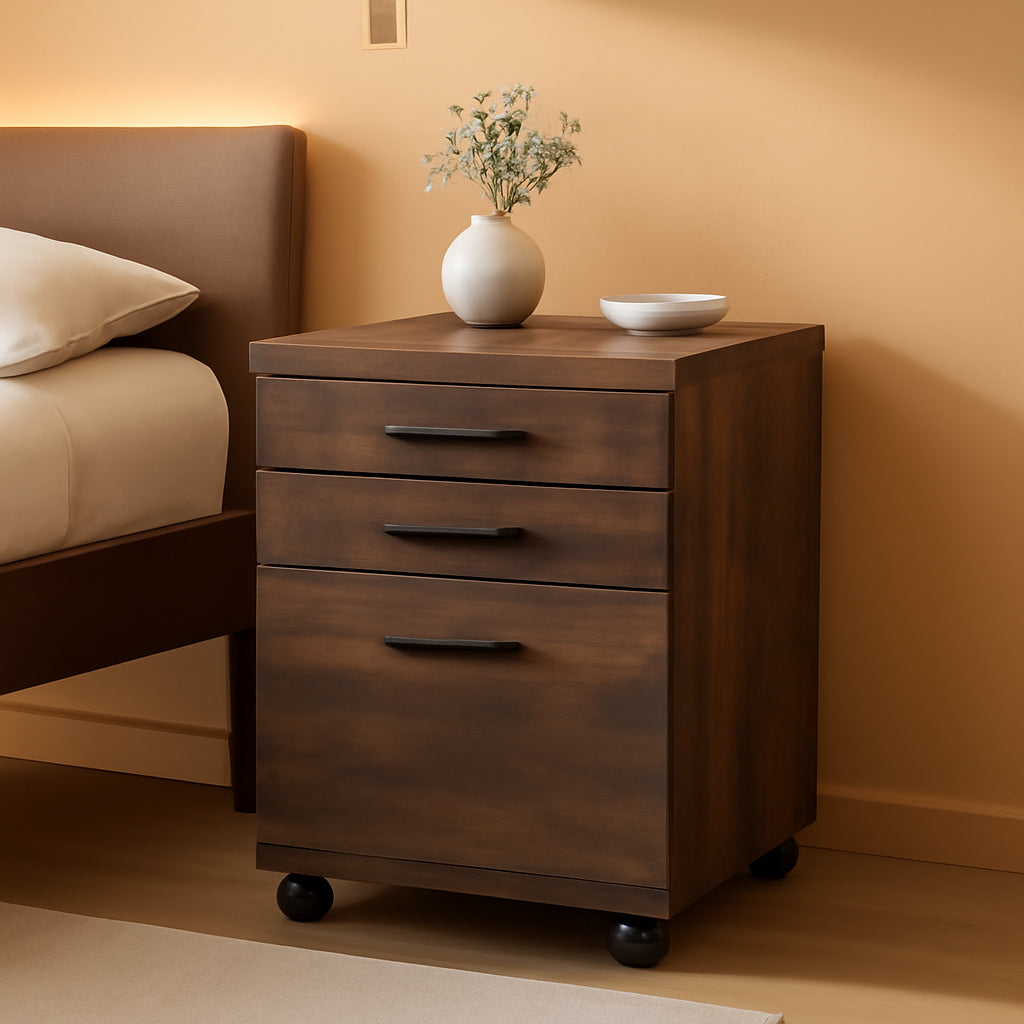 I 7400 Rolling File Cabinet 3 Drawer Brown Laminate