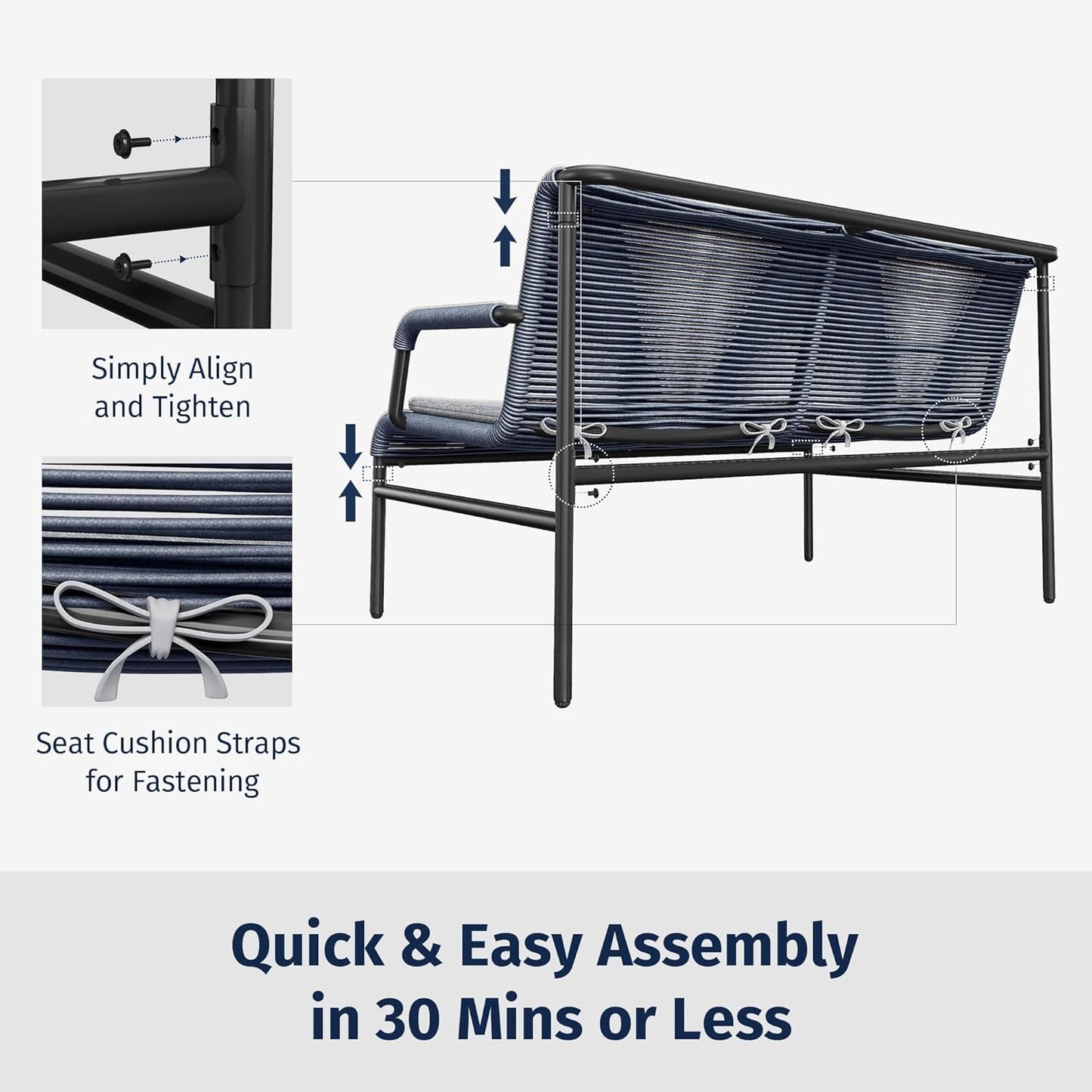 Modern Four Piece Patio Furniture Set with Comfortable Cushions