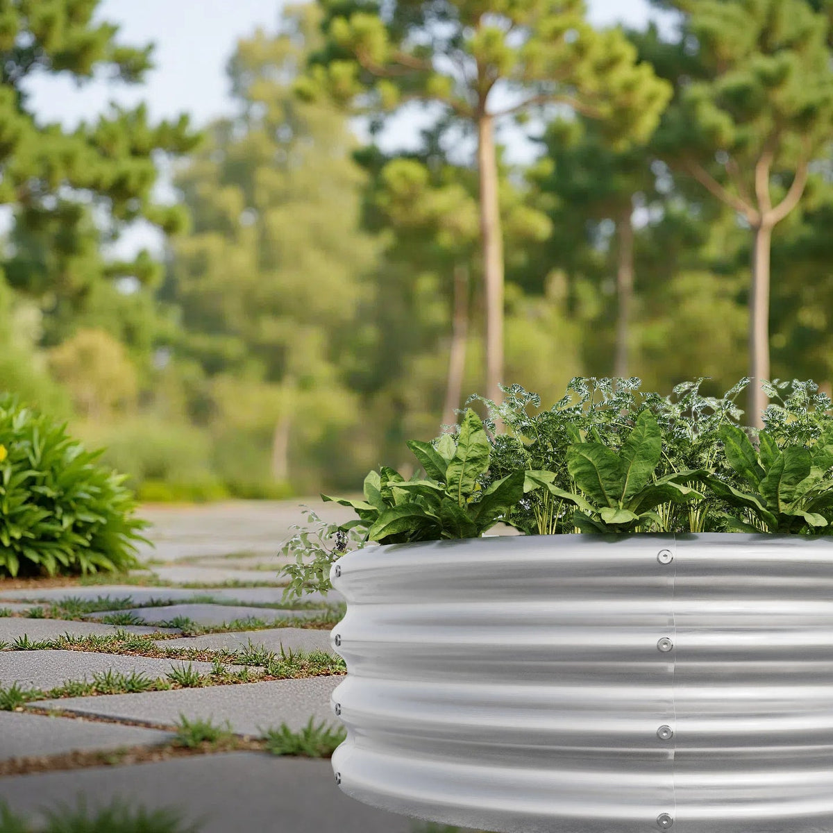 2-Piece 32.08" Tall Round Metal Raised Garden Bed