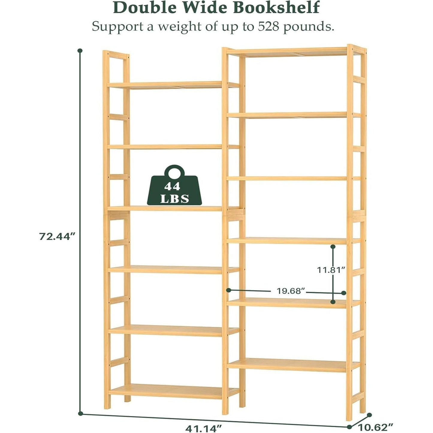 6 Ft Tall Bamboo Bookshelf For Home Office Living Room