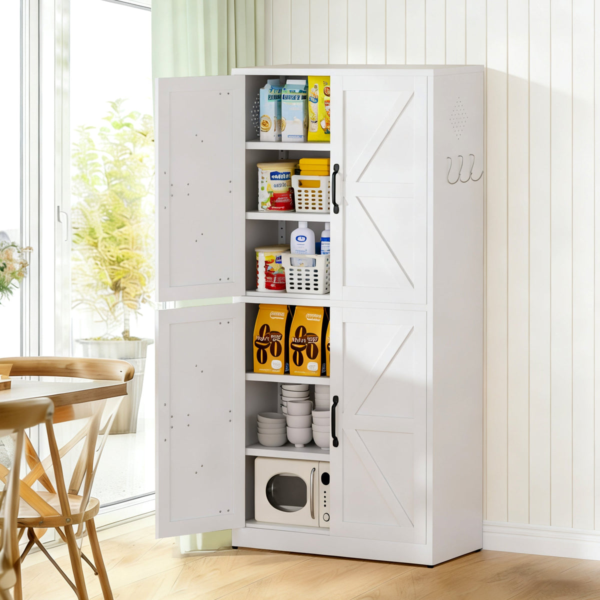 White Steel Kitchen Pantry Storage Cabinet