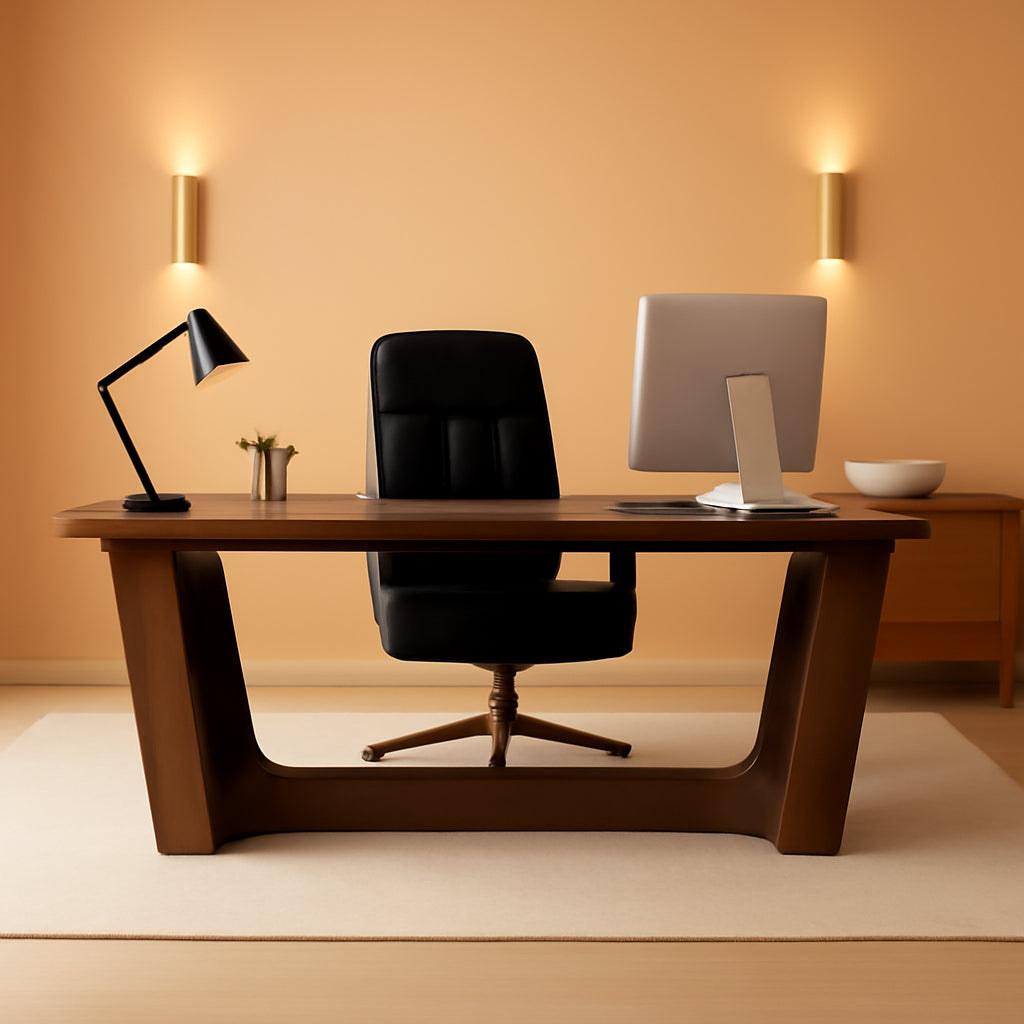 71 Inch Brown Executive Wood Computer Desk For Home Office