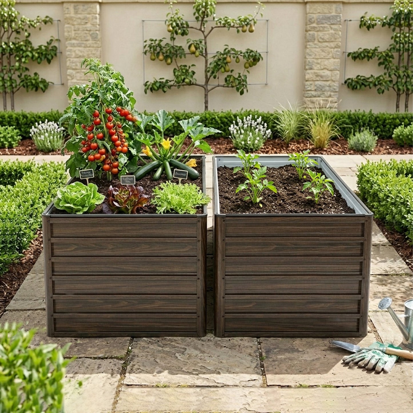 2-Pack 74.6"x35.4"x25" Raised Garden Bed Kit