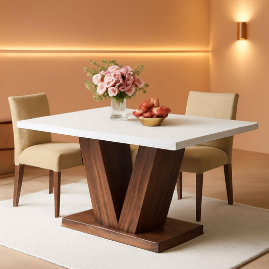 47 Inch White Oak Dining Table With Heavy Pedestal Base