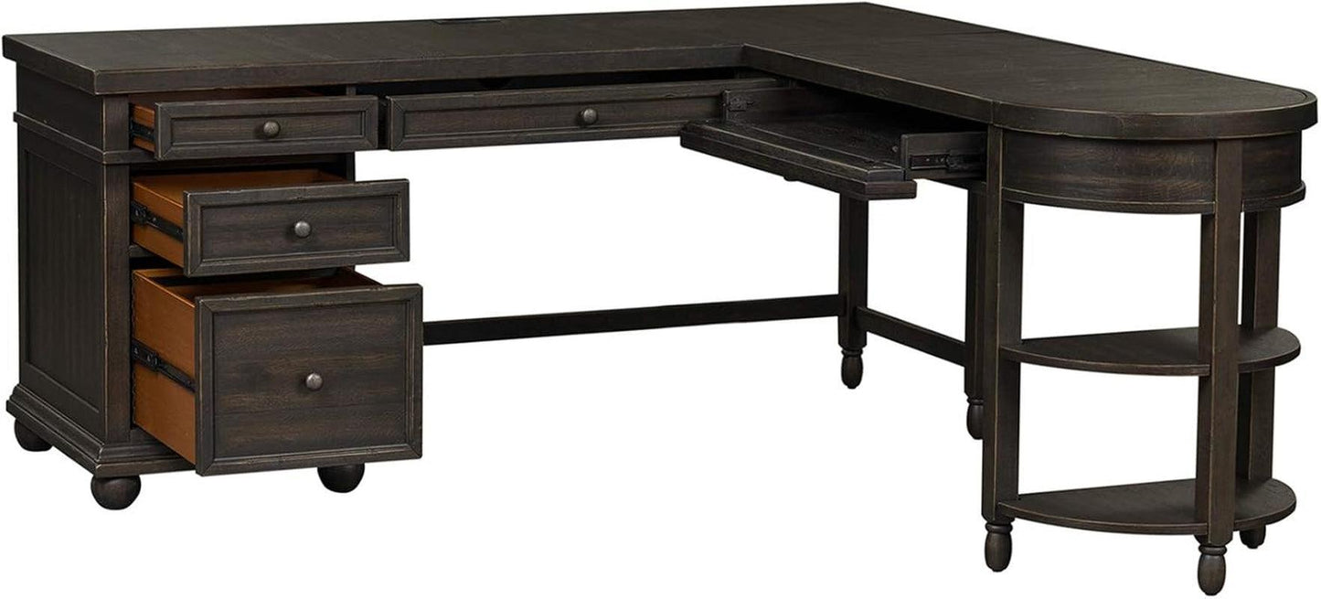 Contemporary L Shaped Desk USB Charging Drawer