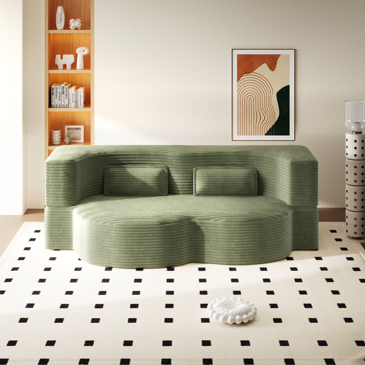 Modern Floor Sofa with 2 Pillows