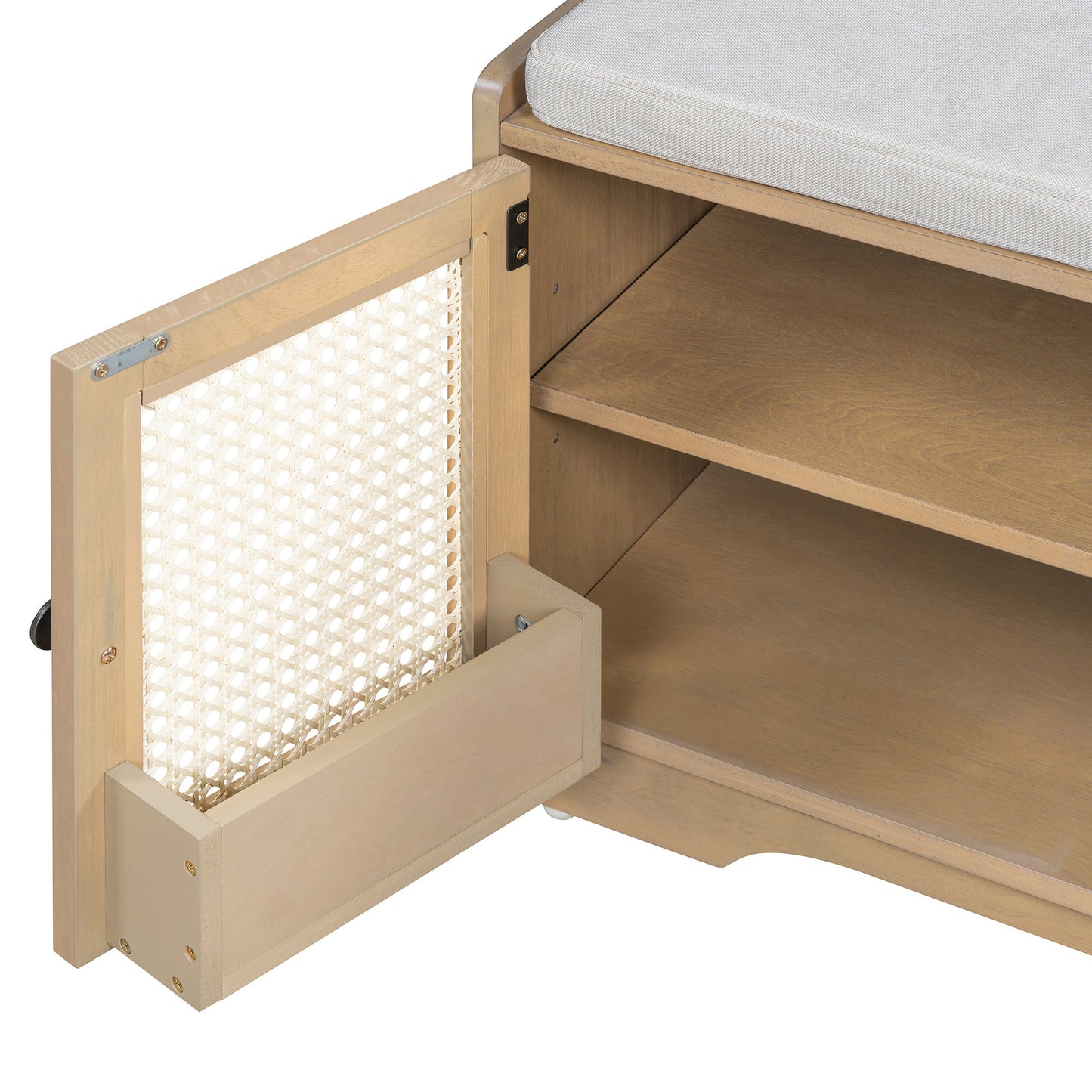 TREXM Rustic Storage Bench Multifunctional Wood Entryway Shoe Bench
