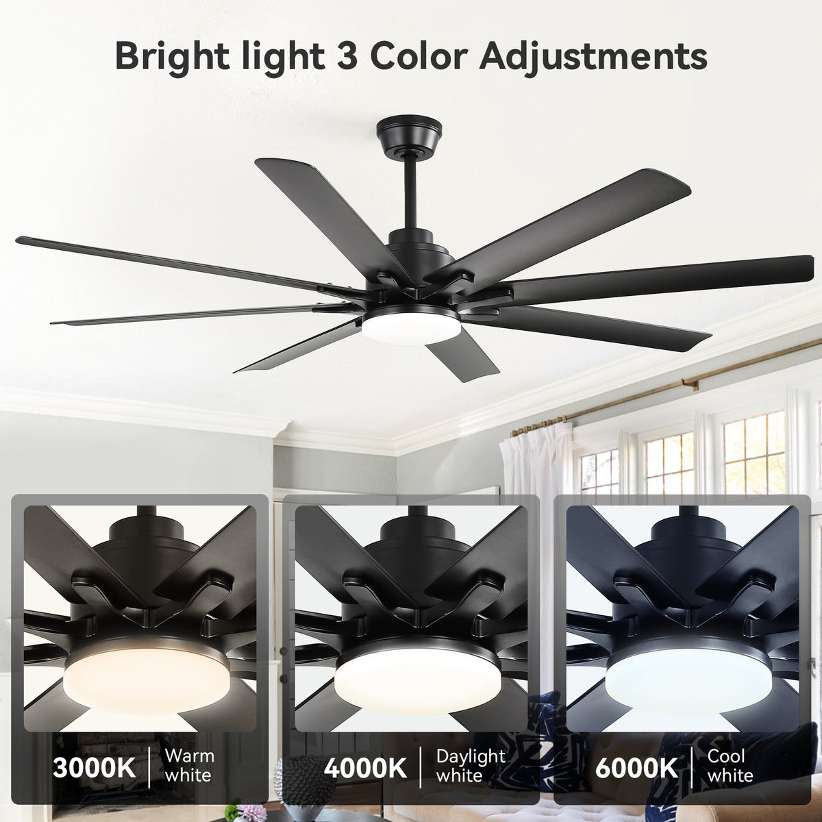 Modern 52-Inch Smart Ceiling Fan With Light