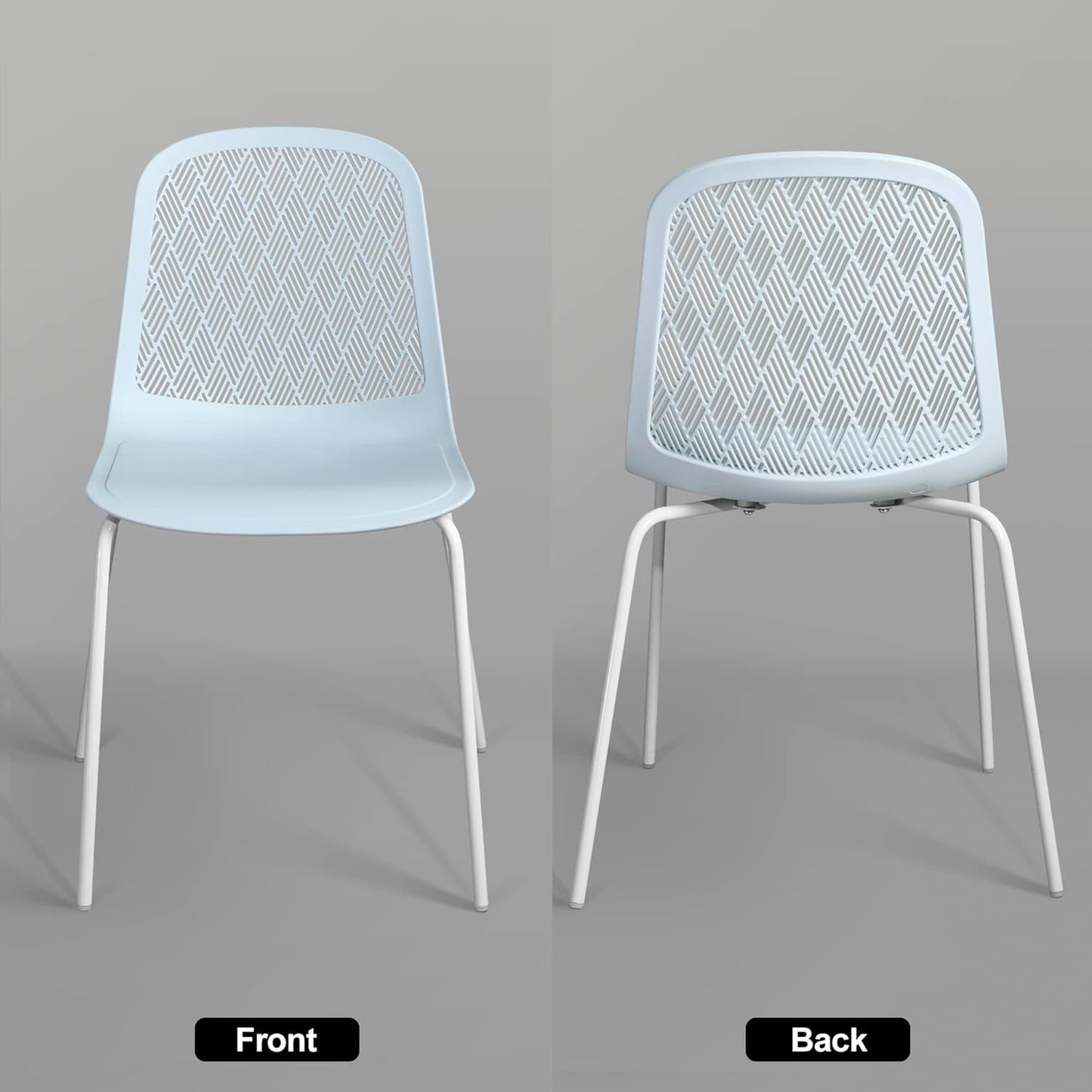 Armless Modern Chairs With Metal Legs Set Of 4 For Dining