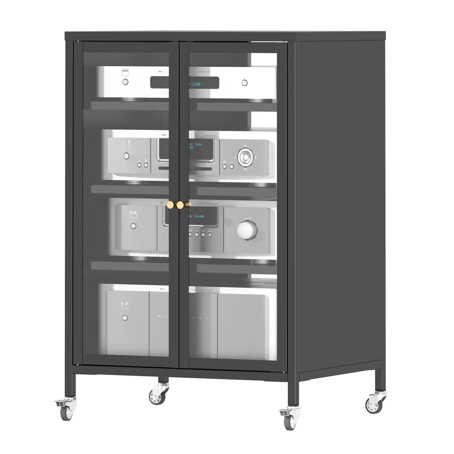 35.8" High Media Storage Cabinet with Wheels